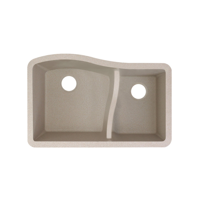 Aversa 33'' L Double Bowl Granite Kitchen Sink, Cafe Latte
