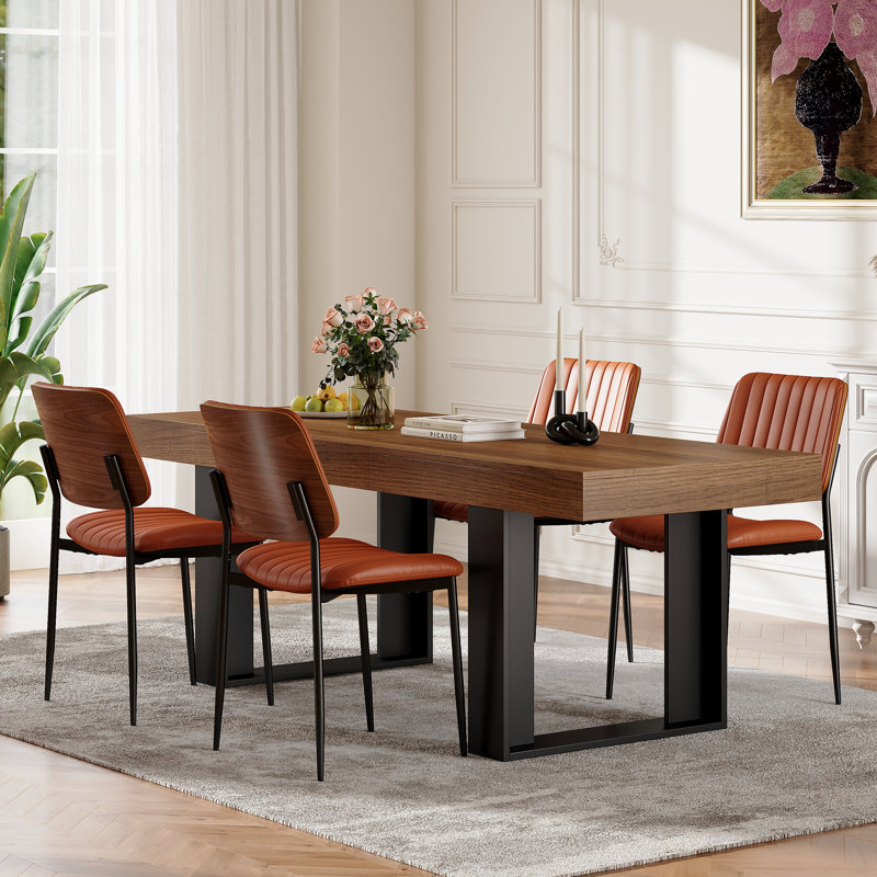 Ensemble de table de salle à manger pour 4 personnes avec table de salle à manger extensible rectangulaire et 4 chaises rembourrées