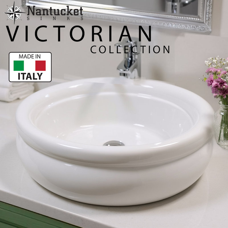 Victorian Collection Hand-Finished Italian Fireclay Vanity Vessel Sink