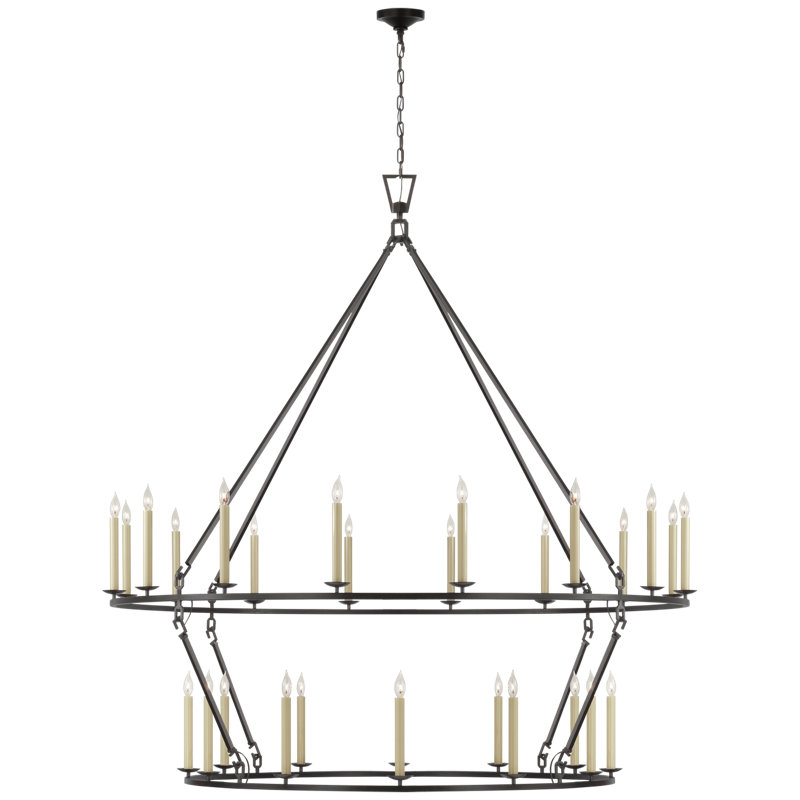 Darlana Two Tier Chandelier, Aged Iron, 76.5" H x 73" W x 74" D