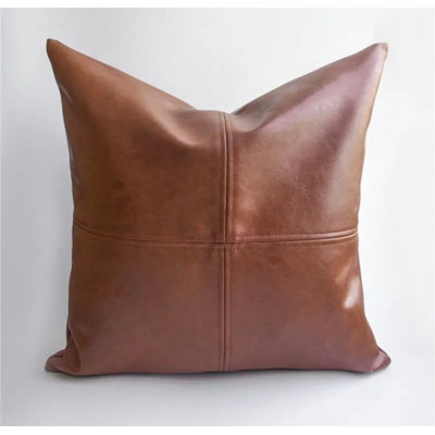  Square Faux Leather Throw Pillow Cover