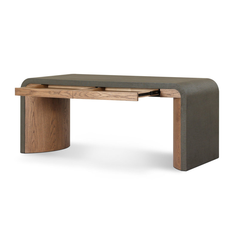 Jane Writing Desk, Dark Green Lacquered Linen