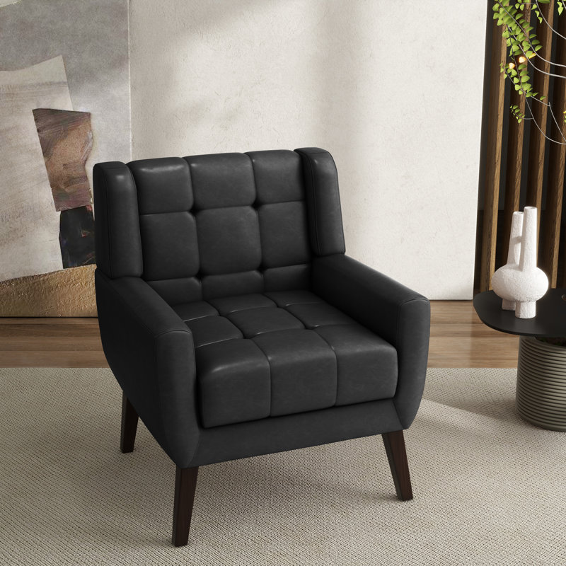 Jaqueze 73.7Cm Wide Tufted Armchair, Black Faux Leather