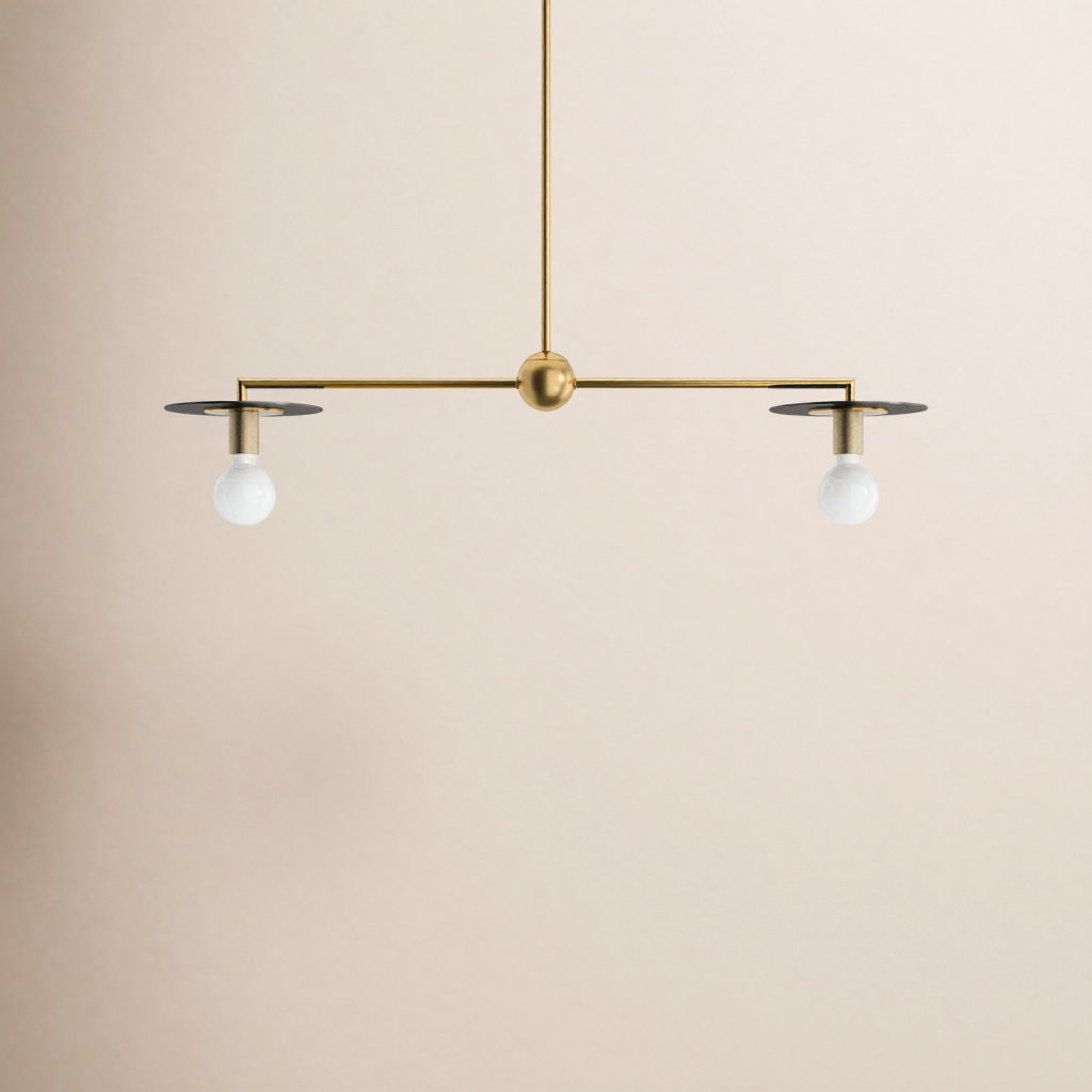 2 - Light Dimmable Kitchen Island Chandelier, Brushed Bronze