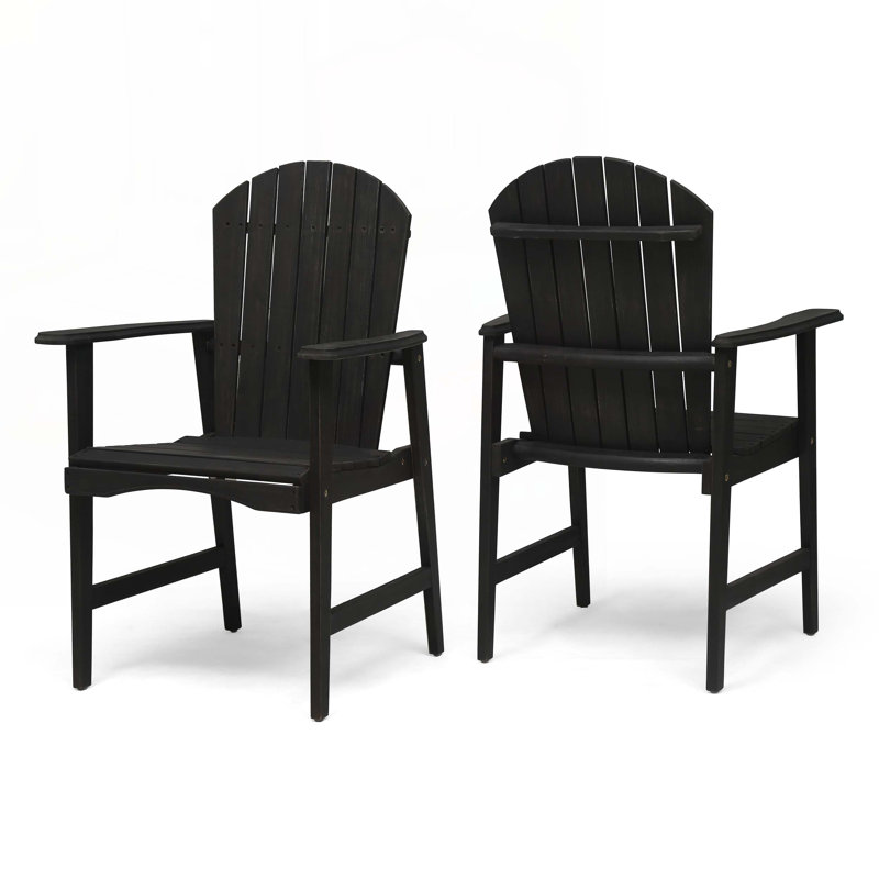Outdoor Acacia Wood Adirondack Dining Chairs, Dark Gray