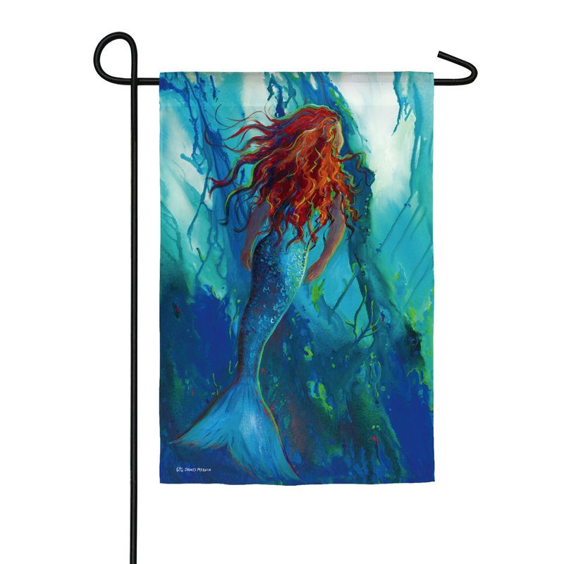 Sirène de suède 2 côtés 18 x 12,5 po. drapeau de jardin