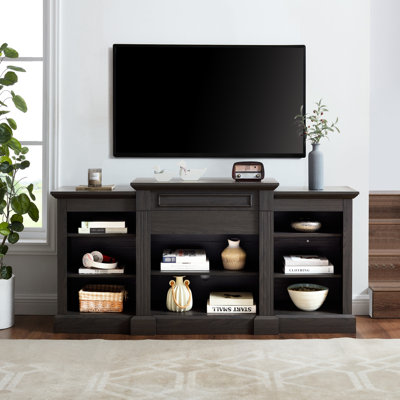 Console multimédia avec grand cabinet de rangement, meuble télé multimédia moderne, l 65,75 po x P 17 po x H 32,48 po
