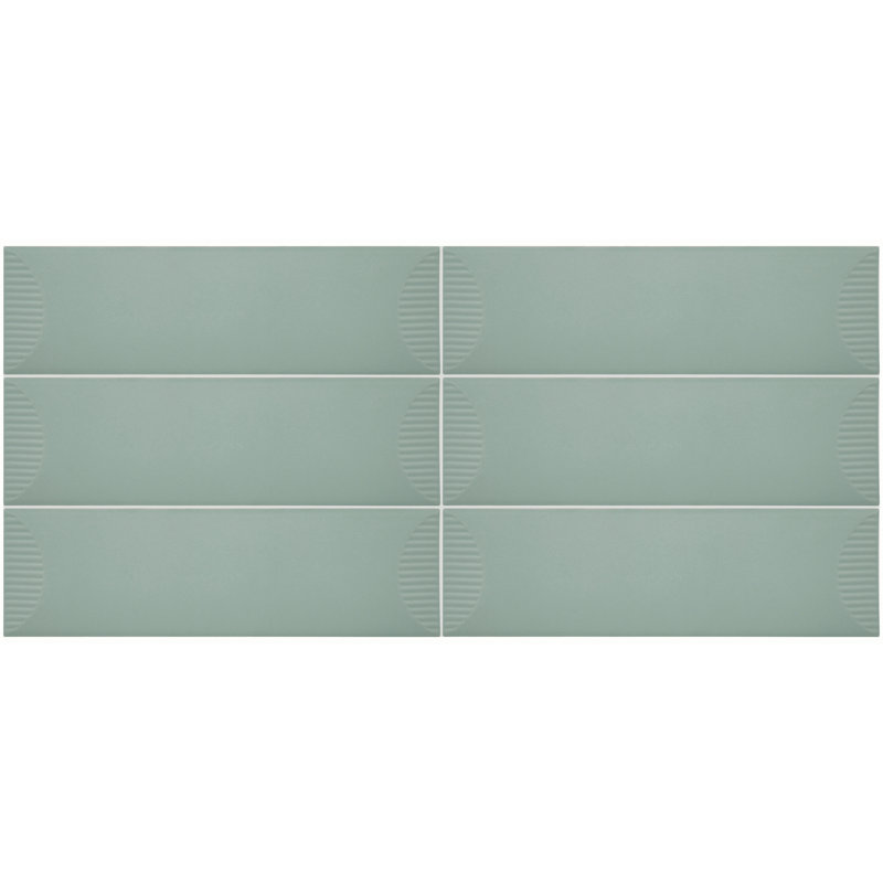 Stencil 4" x 12" Glazed Porcelain Half Moon Wall Tile (20 PC Per Carton) (5.81 SQFT Per Carton), Mint
