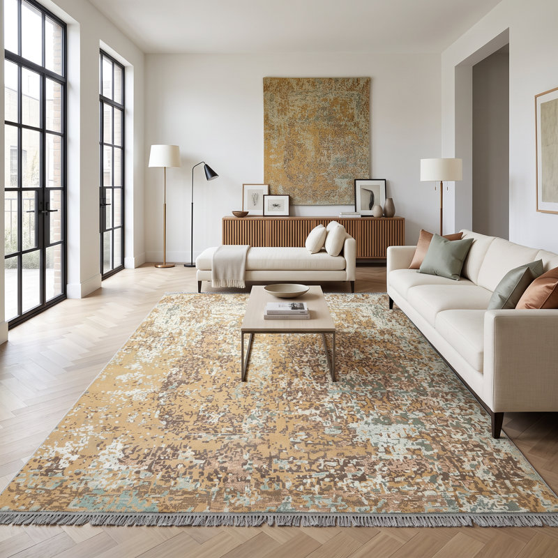 Tapis noué à la main 7 pi 11 po x 9 pi 8 po Camel