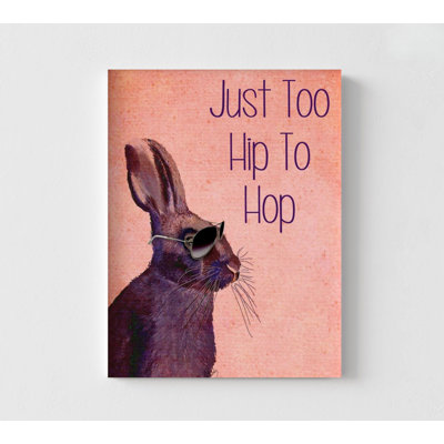 «Too Hip To Hop», affiche de lapin moderne, lunettes de lapin, impression encadrée, décor animal encadré, art mural de salle de jeux, décor de bureau de Vet