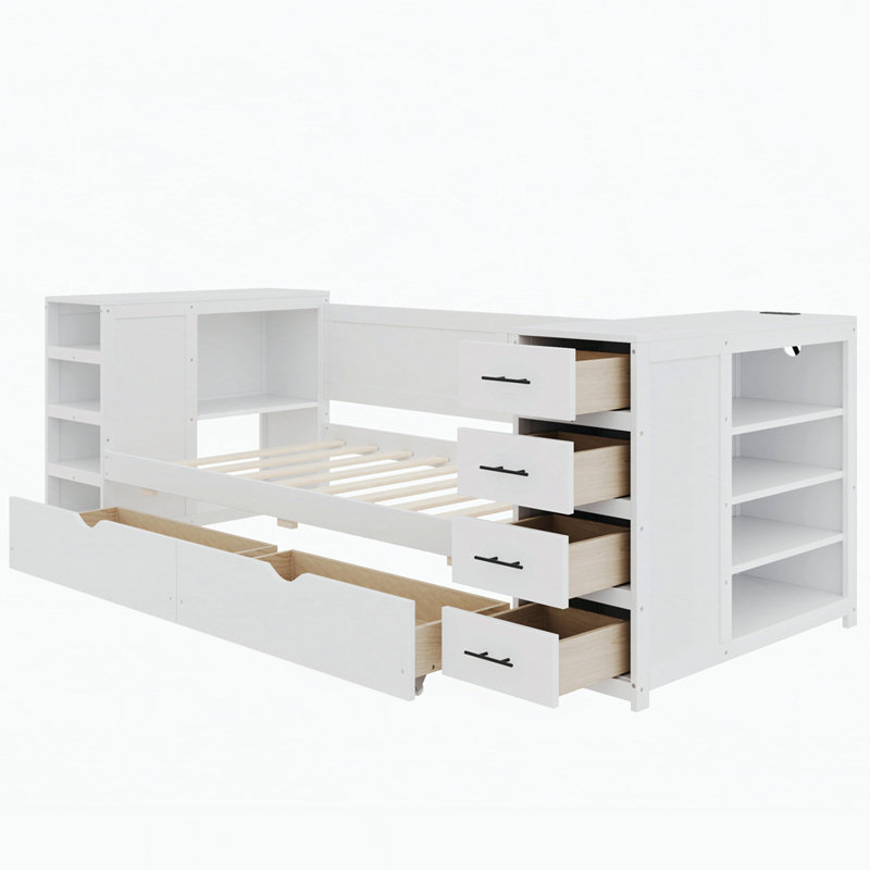 Lit avec rangement et bureau multifonctionnel