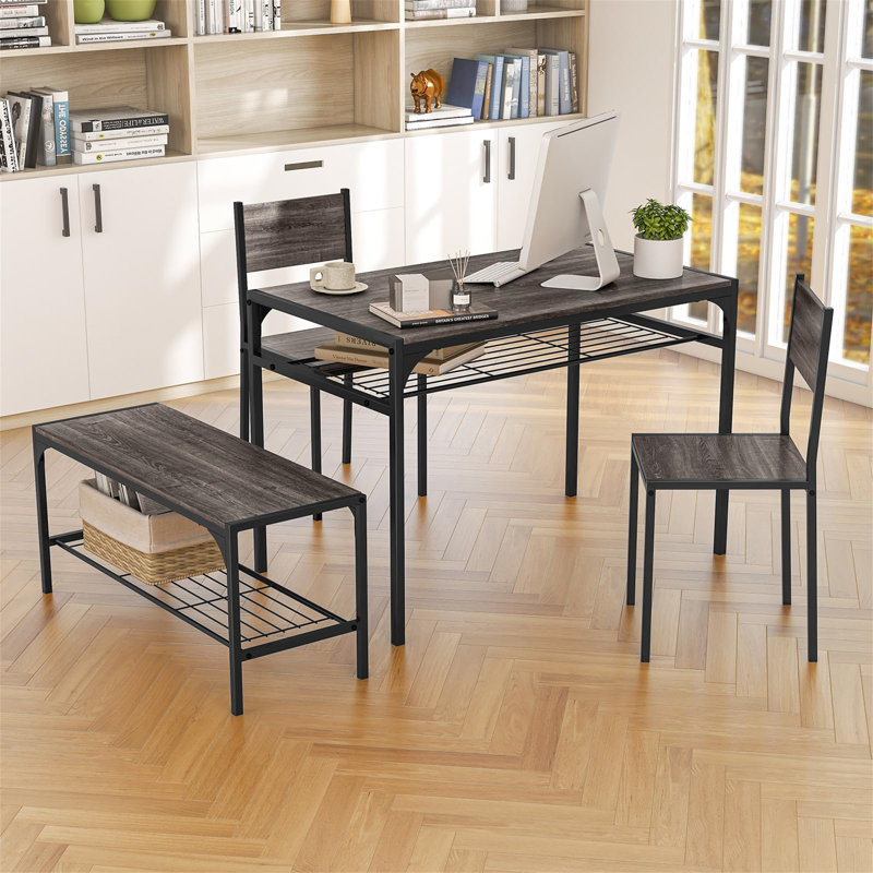 Aharshi 4 - Person Dining Set, Grey Oak, Grey Oak