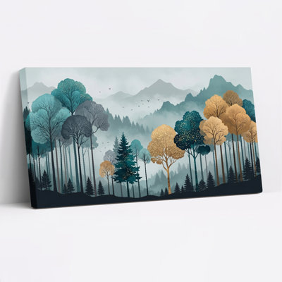 Paysage de forêt, art mural sur toile, ensemble de 1