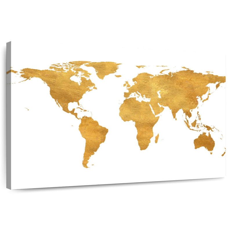 Aliaz Gold World Map Gold Foil, 20" H x 30" W
