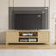 Meuble télé pour téléviseur de 75 pouces et plus - centre de divertissement avec rangement à 2 niveaux. Tablettes réglables. 2 portes texturées et poignée dorée pour le salon ou la chambre à coucher