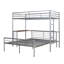 Lit superposé simple au-dessus d'un lit double en métal avec bureau, échelle et lattes de qualité pour la chambre à coucher, argent métallique