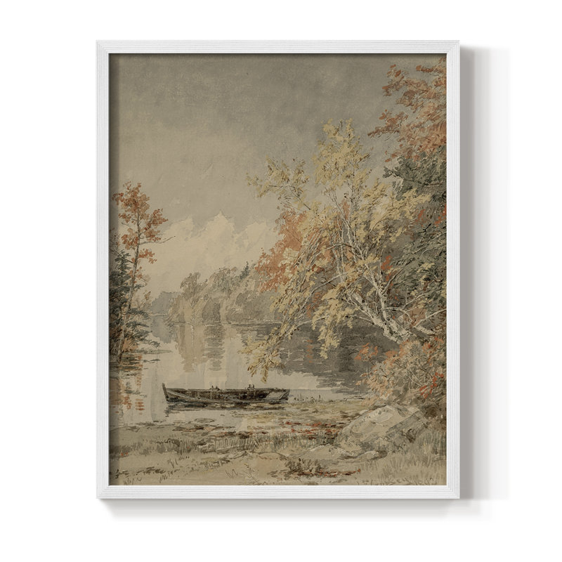 «Vintage Landscape CLXVI», reproduction encadrée - bois massif, H 15 po x l 12 po, Blanc