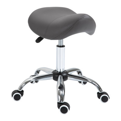 Ergonomic Rolling Saddle Stool PU Leather Hydraulic Spa Stool Height Adjustable Swivel Drafting Medical Salon Chair,