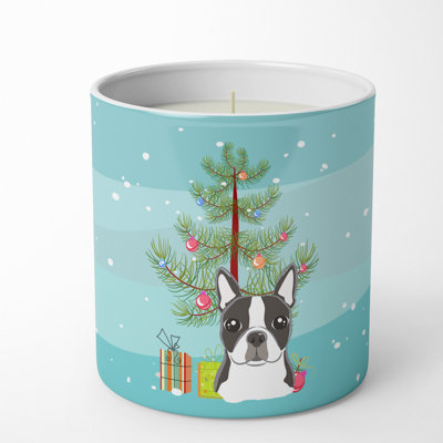 Arbre de Noël et bougie de soja décorative 10 oz Boston Terrier