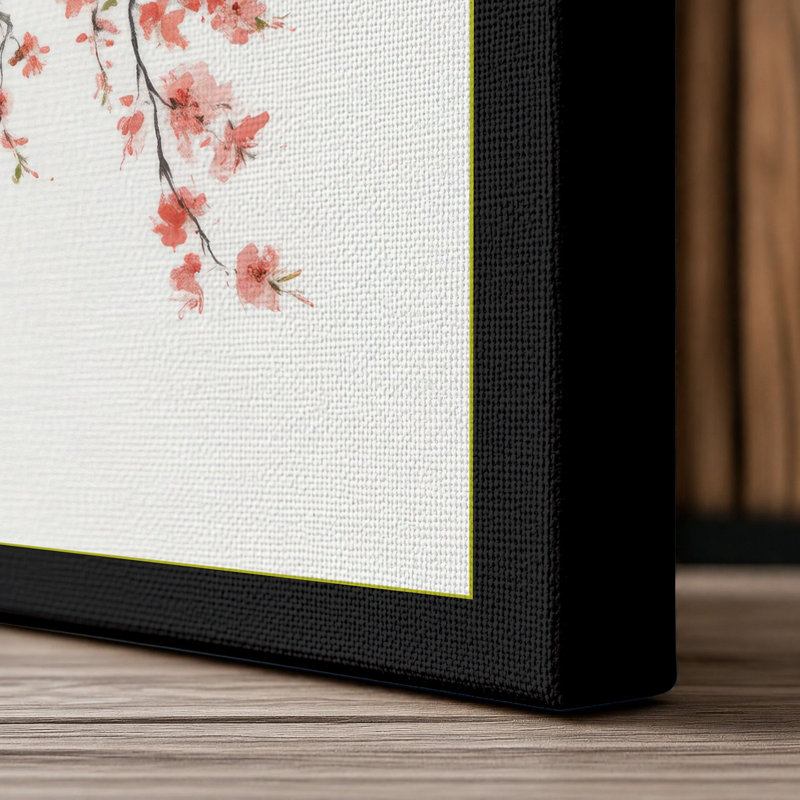 Blossom Tree Japandi - Wrapped Canvas, 18x12 - 45.7 x 30.5 cm, Black Border