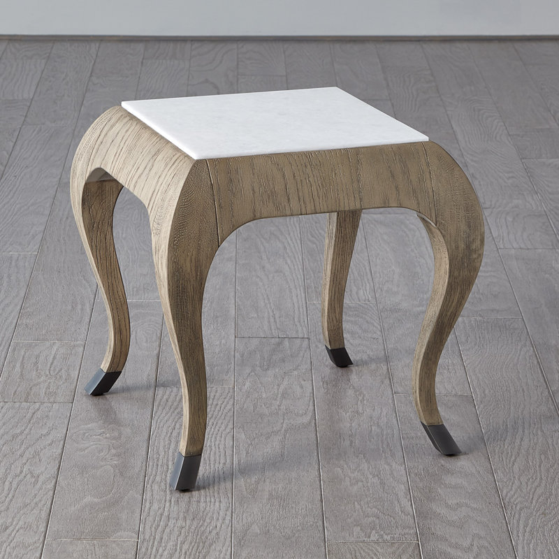 Paris Marble End Table, Grey Sandblasted Oak, White