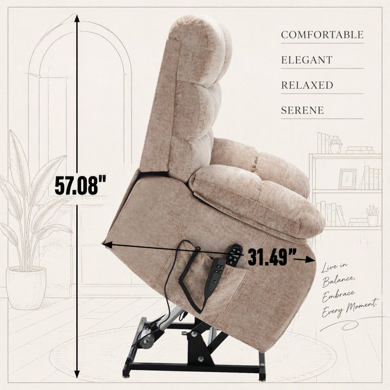 Fauteuil releveur inclinable avec fonction chauffante et massante, double moteur, positions infinies, capacité de 159 kg et montage facile pour un confort et un soutien optimaux.