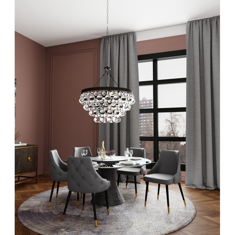 Chaise en velours à dossier boutonné Adele, ensemble de 2, Gris