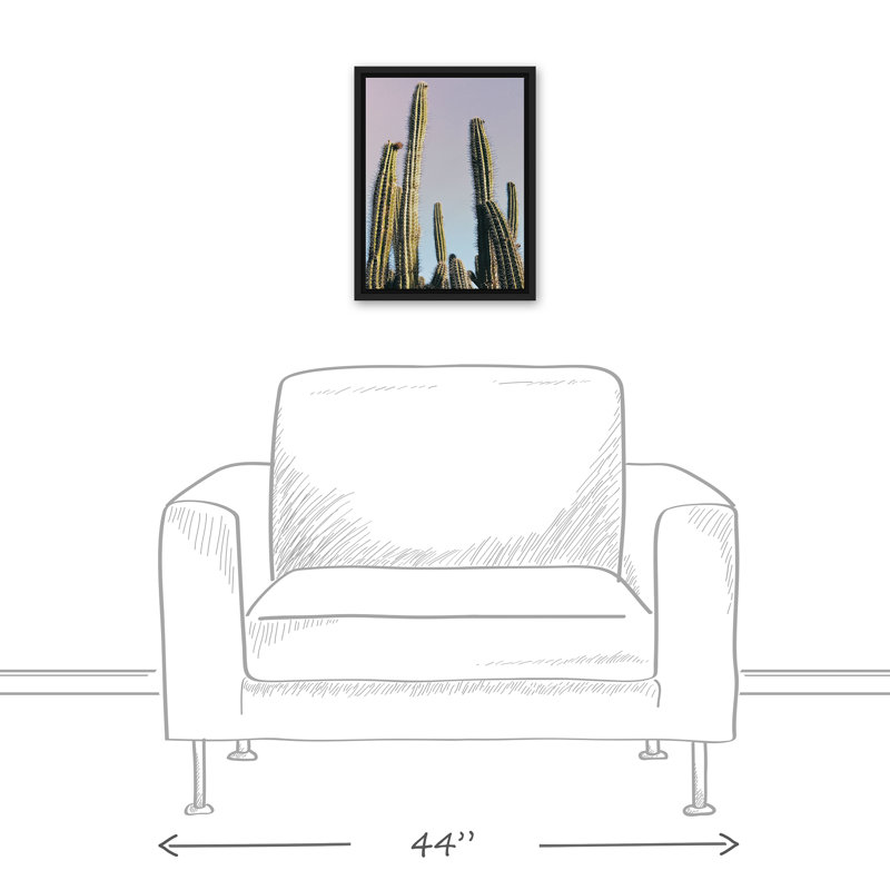 Grand cactus sur toile, H 17,75 po x l 13,75 po x P 1,75 po, Cadre flottant noir