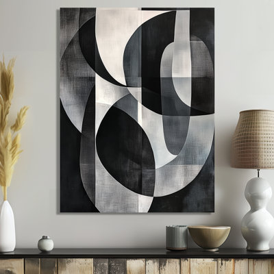 Courbes en gris pâle - Décoration murale en métal aux formes abstraites