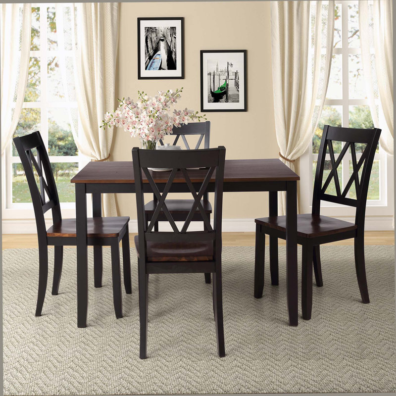 Ensemble de table de salle à manger 5 pièces, ensemble de table et chaises de cuisine en bois, espresso et noir (OLD SKU: SP000088AAB)