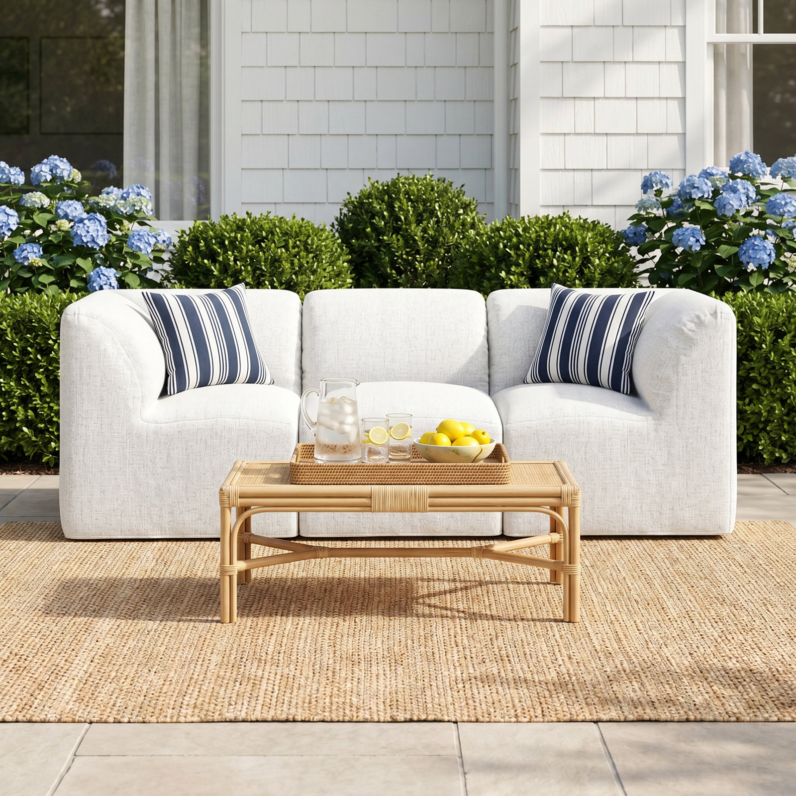 Praia 96" Sunbrella Outdoor Sofa, Canvas White Sunbrella® Canvas
