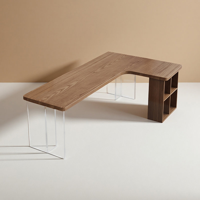 Bureau simple et moderne en bois massif en forme de L, H 29,53 po x l 78,74 po x P 55,12 po