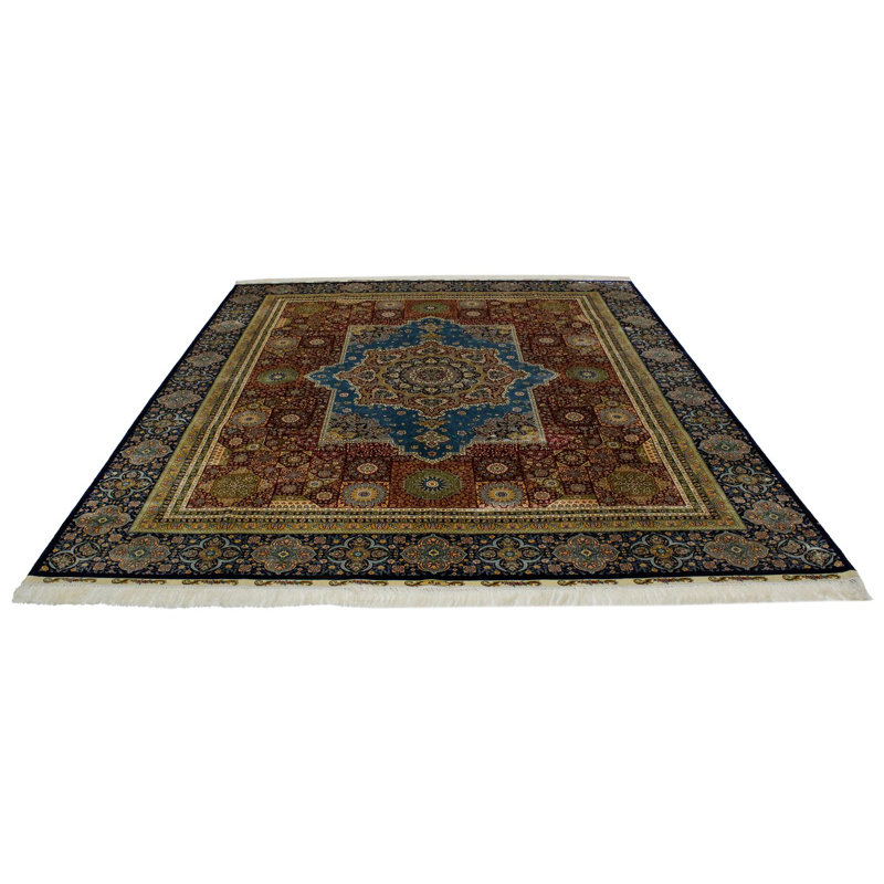 Tapis turc rouge et bleu marine 8 x 10