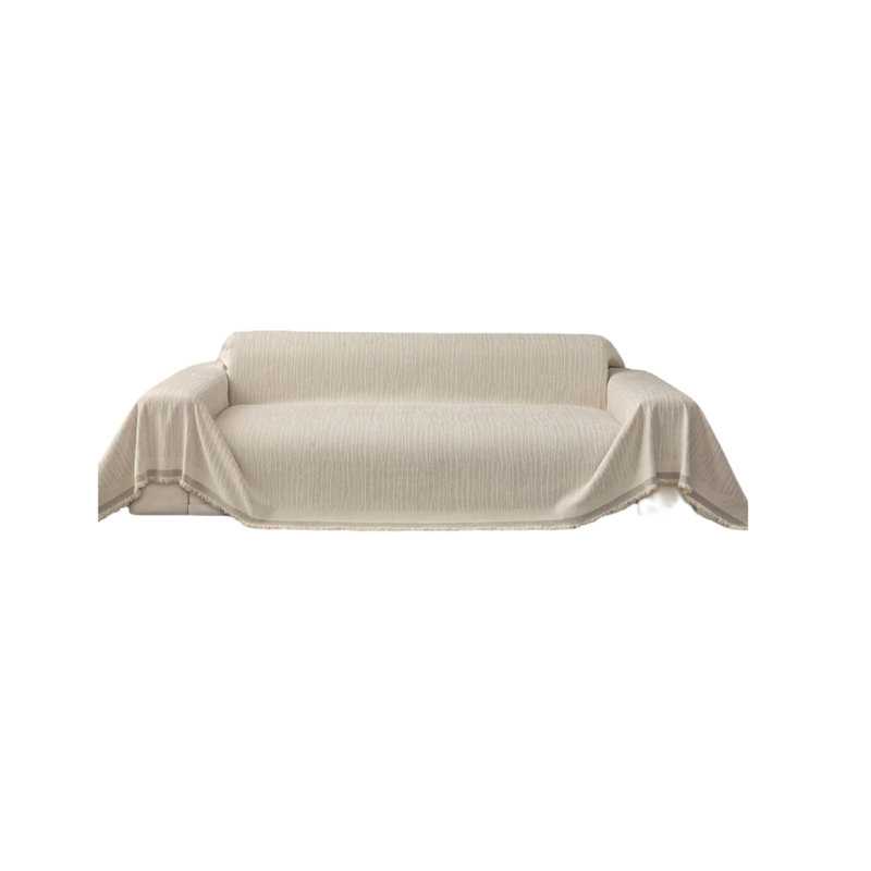 Cotton Box Cushion Sofa Slipcover, Off White