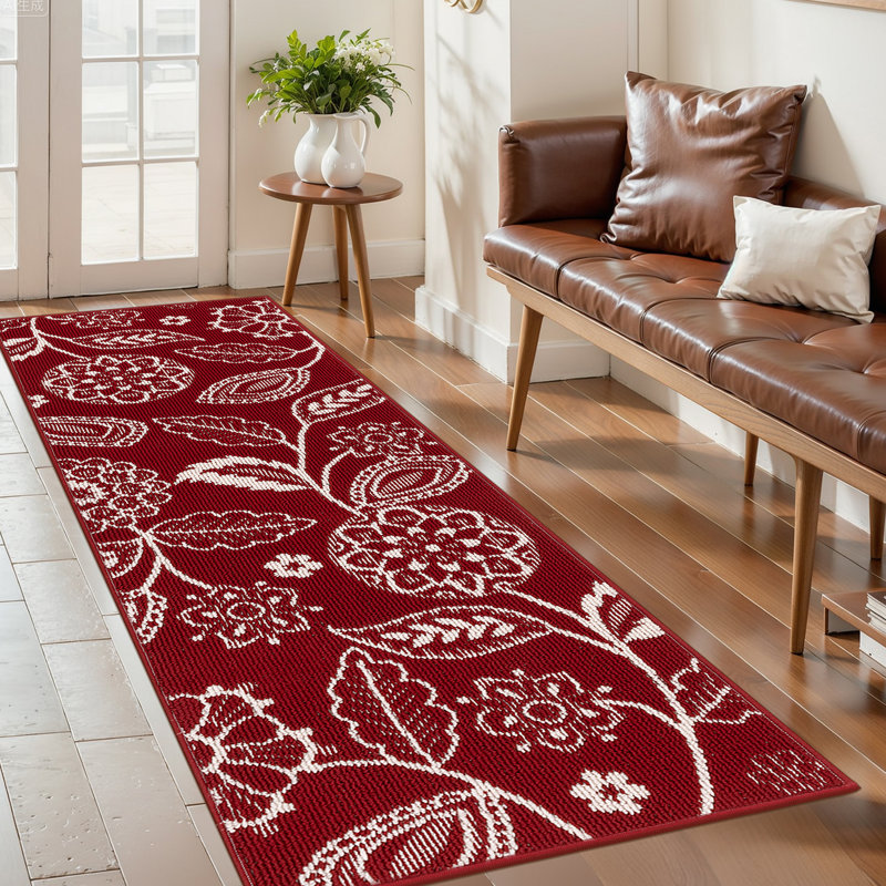 2×6 Feet Kitchen Mat Runner Laundry Room Mat, Red