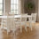 Ensemble de 4 chaises en lin blanc, structure en bois, sièges confortables, élégants et durables, convenant à la cuisine et aux salles à manger modernes