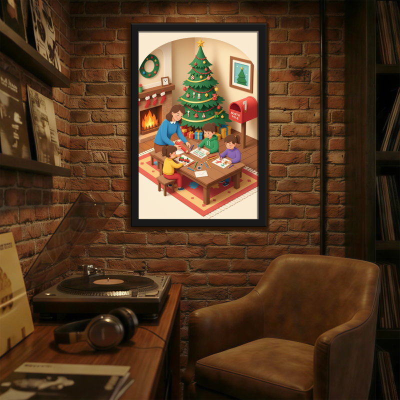 Scène d'artisanat de Noël, H 36 po x l 24 po