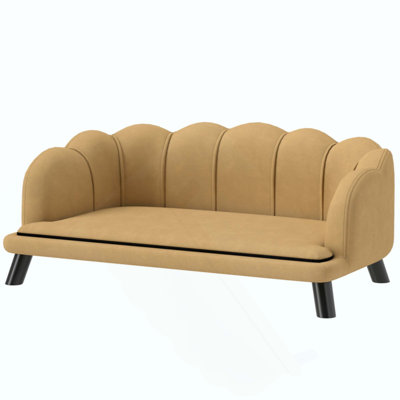 Luxurious Velvet Pet Sofa With Pearl Design Backrest For Comfort And Style, Ideal For Medium To Large Dogs