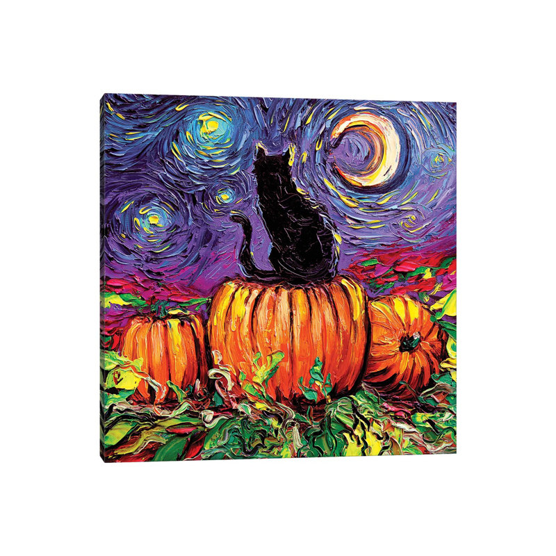Reproduction d’art, "Starry Hallow’s Eve" par aja Trèves, Pas de tapis, H 18 po x l 18 po x 1,5 po, Toile tendue