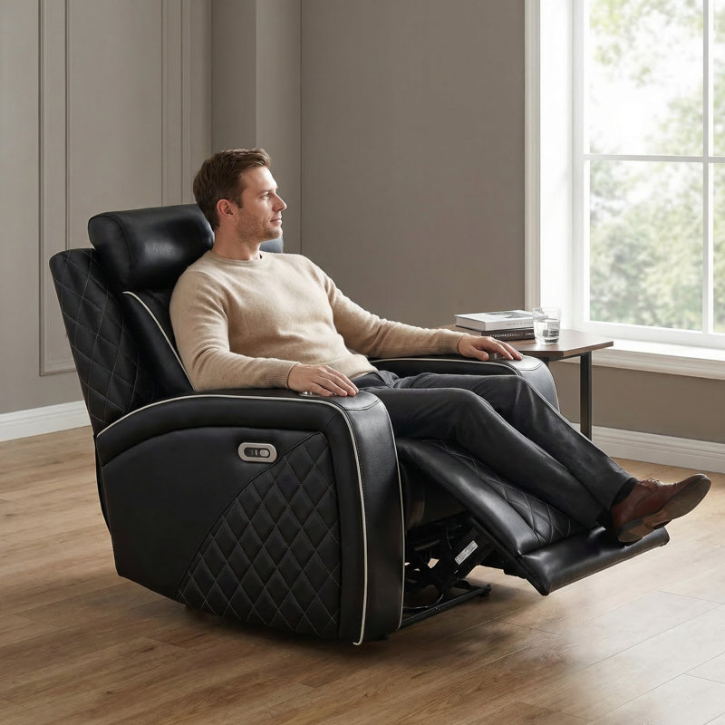 Ensemble de canapé inclinable électrique en cuir 3 pièces avec lampe de lecture