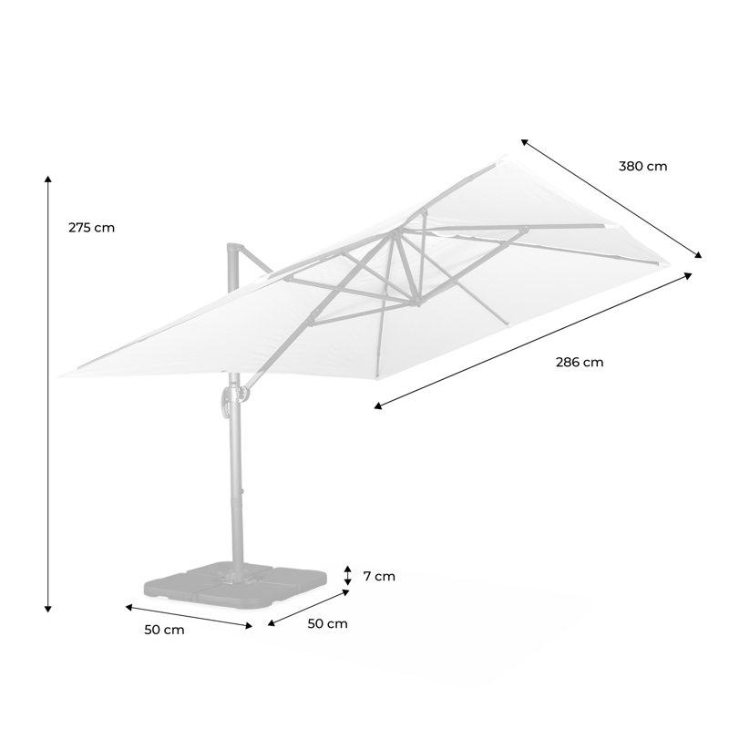 Carleena 380cm X 286cm Rectangular Tilt Cantilever Parasol, Beige