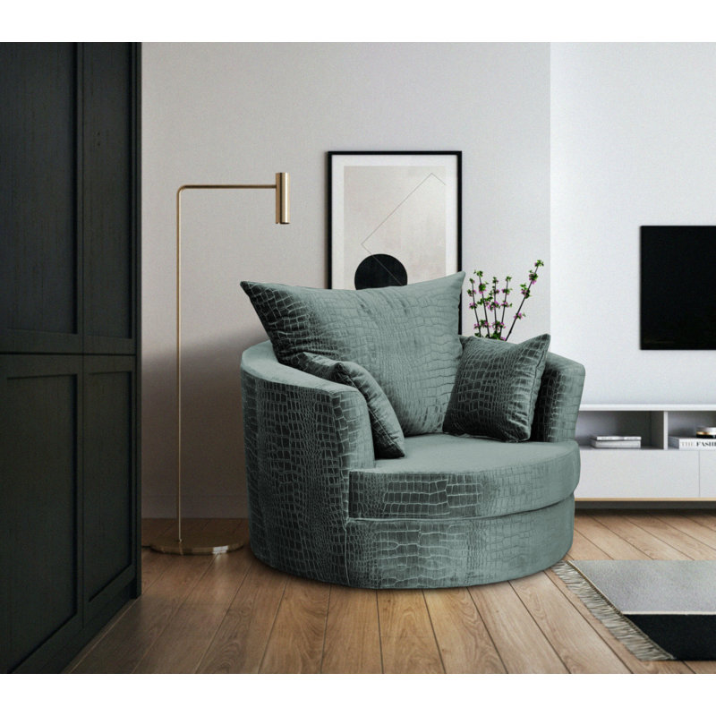 Upholstered Swivel Armchair, Green