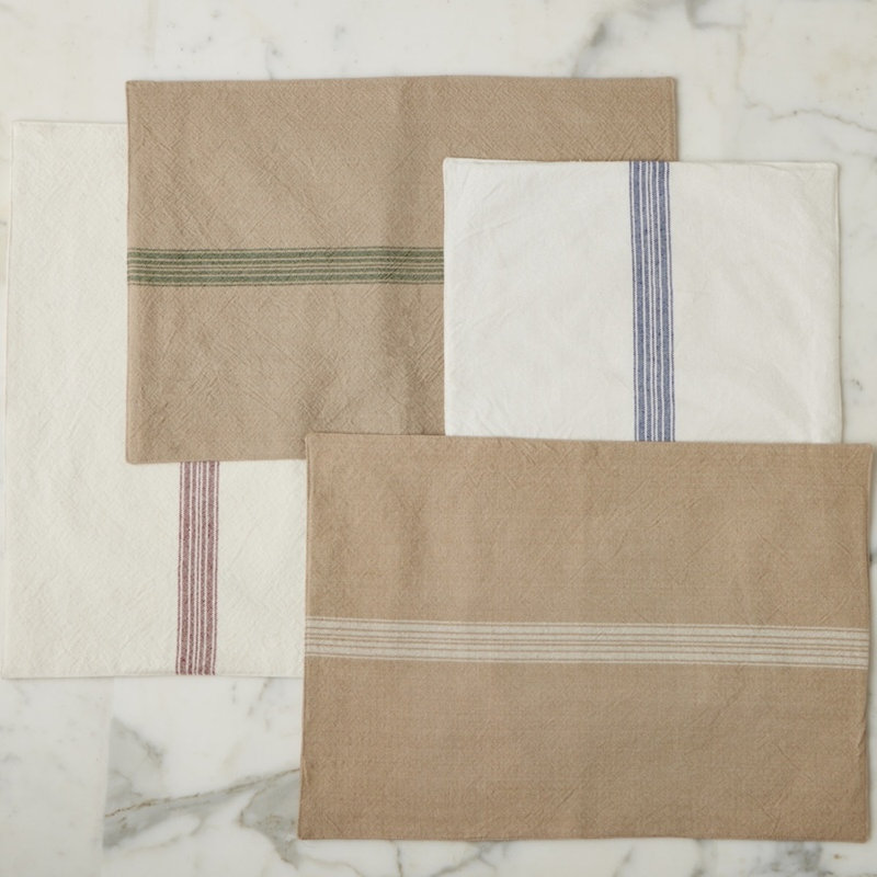 Rectangle Placemats, Vintage Stripe, Navy Blue