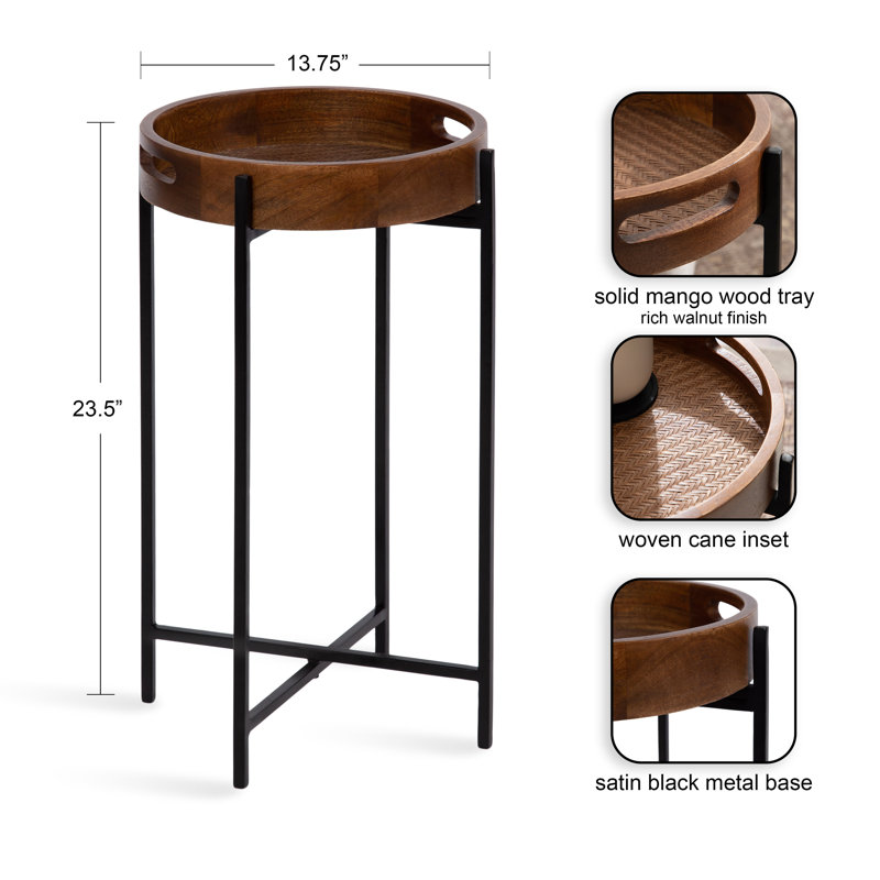 Smita Tray Top End Table, Walnut