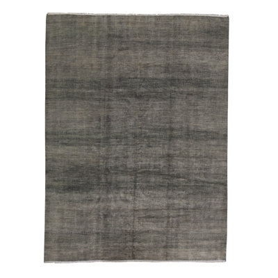 Tapis gris anthracite et gris noué à la main de haute qualité