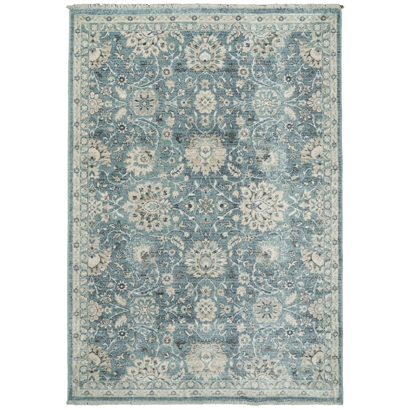 Tapis oriental bleu clair Omarion, Rectangle 5 pi 3 po x 7 pi 7 po