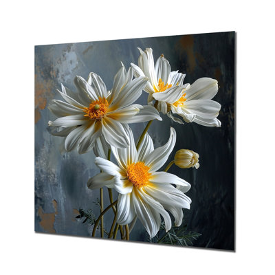 Three White Daisy Flowers - Daisy Wall Art Print
