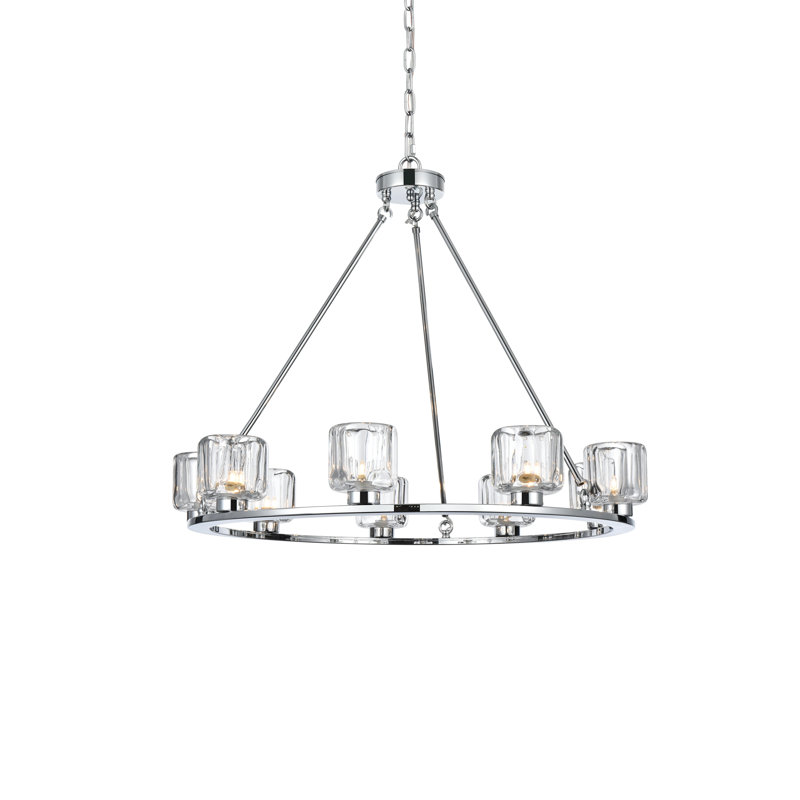 Enrique 32 inch Chandelier , 27"H x 32" W x 32" D, Chrome