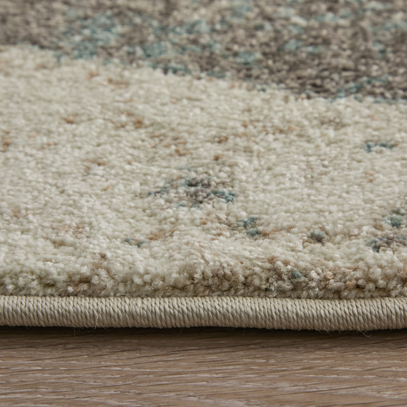 Tapis ivoire / bleu / vert Roy, Rectangle 7 pi 9 po x 10 pi
