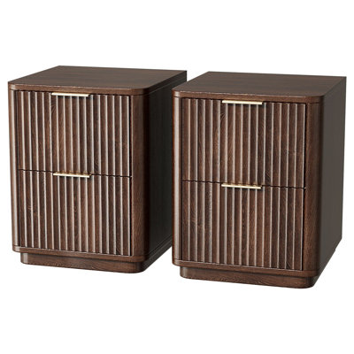 Mid-Century Modern 18in.W 2-Drawer Nightstand Set of 2